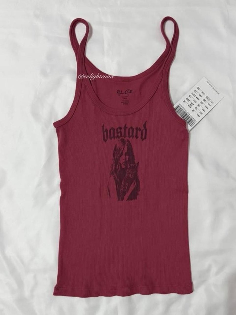 Brandy Melville red cat “bastard” long Beyonca tank